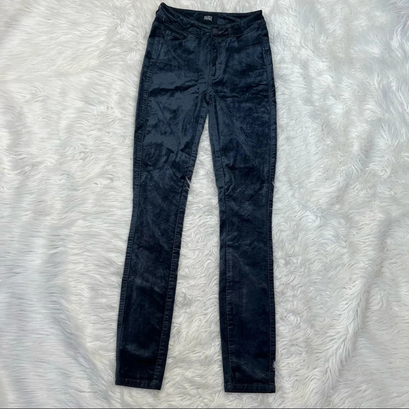 PAIGE Verdugo Ultra Skinny Velvet Pants Midnight Slate Casual Women’s 23 - Picture 2 of 12